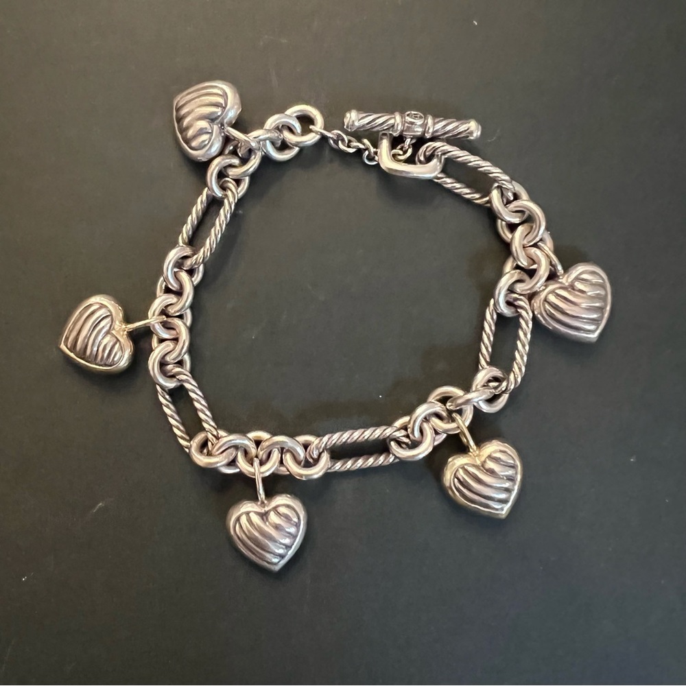 Vintage David Yurman 5 Hearts Charm Bracelet